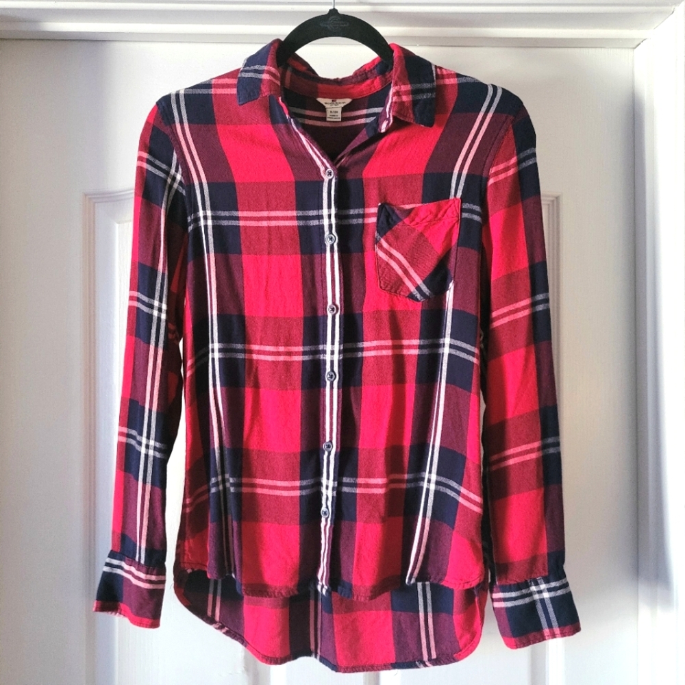 Woolrich Red Plaid Shirt Long Sleeve Button Down Top Small Festive Holiday